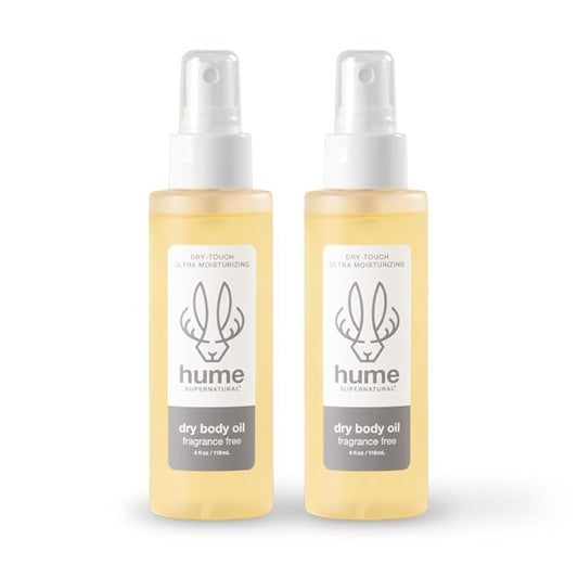 HUME SUPERNATURAL Dry Body Oil Spray - Moisturizing Oil for Dry Skin, After Shower Hydrating Body Oils for Women and Men, Nourishing, Glow, Fragrance Free, 2-Pack