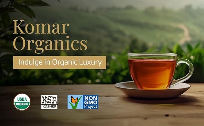KOMAR ORGANICS English Breakfast Tea - 16oz USDA Organic Loose Leaf Tea Rich in Antioxidants - Balanced and Flavorful Black Tea for Energy Boost - 1 LB Certified Kosher Assam and Darjeeling Blend