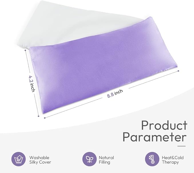 Lavender Eye Pillows for Relaxation, Yoga Eye Pillow for Meditation, Microwavable Weighted Eye Pillow for Yoga, Moist Heat & Cold Eye Compress with Aromatherapy (Light Purple) - 2 Pack