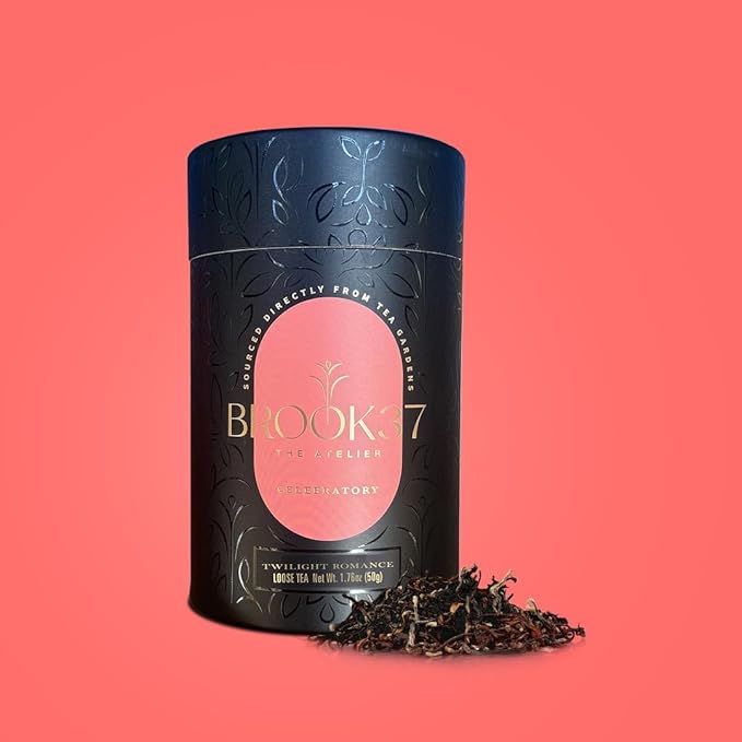Brook37 Twilight Romance Eco Darjeeling Black Tea - Premium Loose Leaf 2nd Flush Tea with Floral Aroma & Sweet Honey Notes | Medium Caffeine | 50g Compostable Paper Tube | Elegant Gift for Tea Lovers