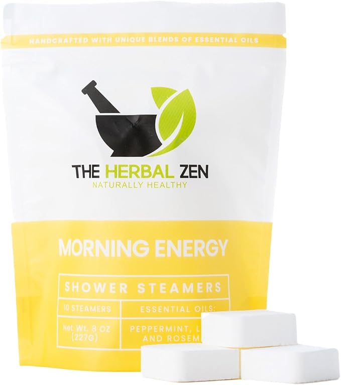 Morning Energy Shower Steamers Aromatherapy for Energy - USA Made - Peppermint & Lemon Shower Bomb Tablets – Christmas Gift - Adult Stocking Stuffer – Soothing Natural Essential Oils (10 Pack)