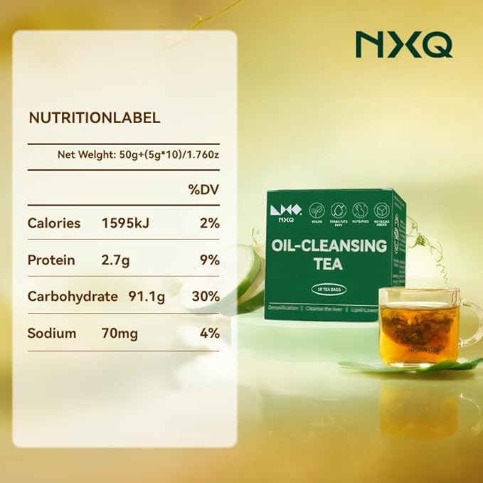 NXQ（10 Bags Oil Cleansing Tea:Oil Reducing Tea-A Blend of Winter Melon, Lotus Leaf, Cassia Seed, Poria-Herbal Tea for Live-9 Herbal with Excellent Formula