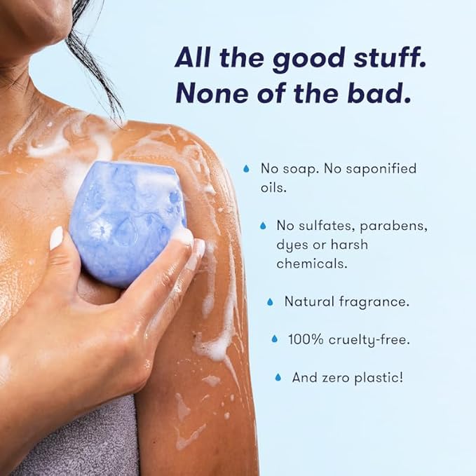 HIBAR - Hydrate Solid Body Wash Bar - Moisturize & Quench - Snow mushroom and hyaluronic acid - Daily Use & Sensitive Skin - Plastic, Paraben & Soap-Free - Vegan - Vanilla + Blue Orchid