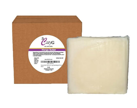 3CayG Mango Butter 5LB All Natural Bulk| Great for Whipped Body Butter Lotion and Soap Making Wild Harvested Naturally Refined