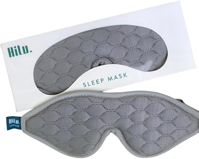 HILU Sleep Mask - 100% Light Blocking Eye Mask for Sleeping - Zero Eye Pressure, Comfortable & Adjustable Design - Durable Sleep Blindfold for Women, Men, Travel, Naps & Shift Work | Gray
