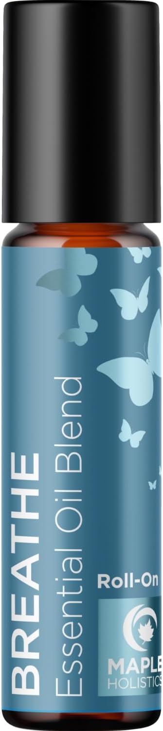 Breathe Essential Oil Roll On - Aromatherapy Essential Oil Roller with Invigorating Essential Oils - Refreshing Essential Oil Blend with Eucalyptus Peppermint Spearmint & Tea Tree Oils (1 Pack)