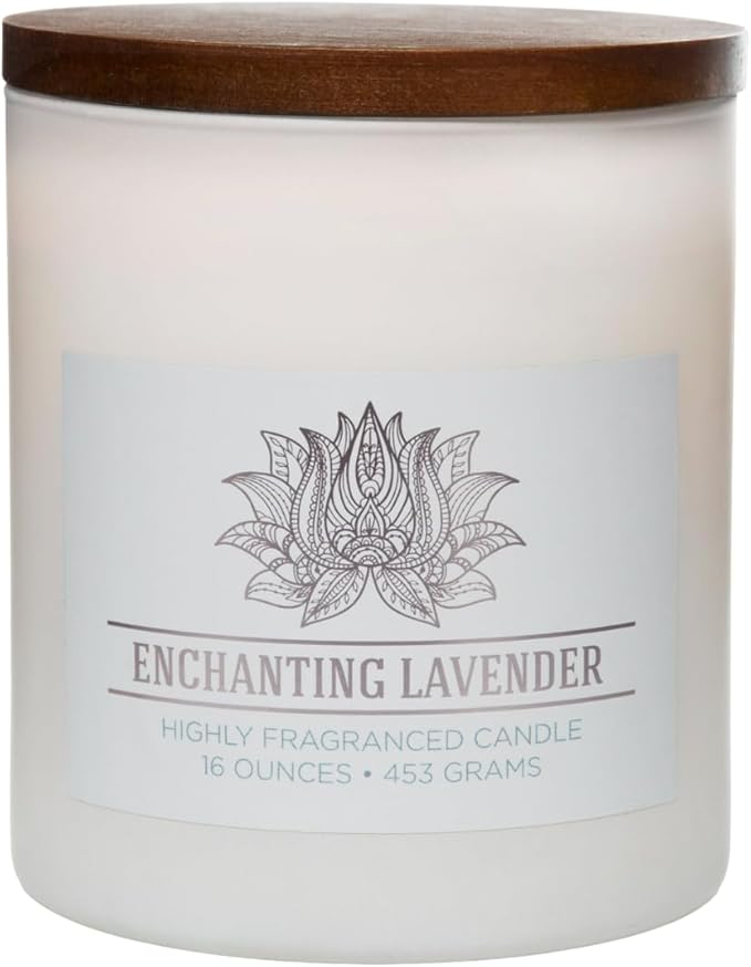 CAROLINA Enchanting Lavender Scented Candle, 16 oz Wellness Relaxing Aromatherapy Candle, 2 Wick White Jar Soy Blend Wax, Candles for Home, 60H Burn - Made in The USA