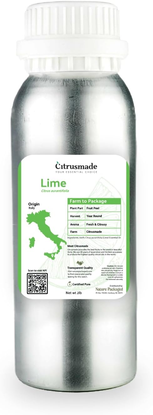 Lime Essential Oil - Direct from Citrusmade in Sicily- Pure Essential Oils for Diffusers and Aromatherapy in The Mediterranean - 100% Pure Therapeutic Grade (2LBS)