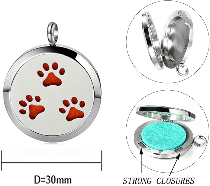 Aromatherapy Essential Oil Diffuser Necklace 316L Stainless Steel Locket Pendant with 24 Inch Chain