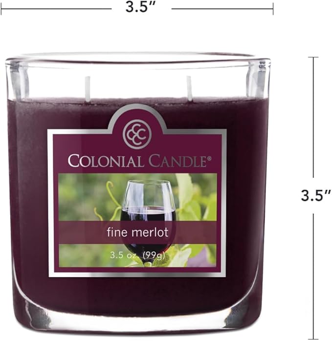 Colonial Candle Fine Merlot Scented Jar Candle, 2 Wick, 3.5 oz, Mottled Wax Candle