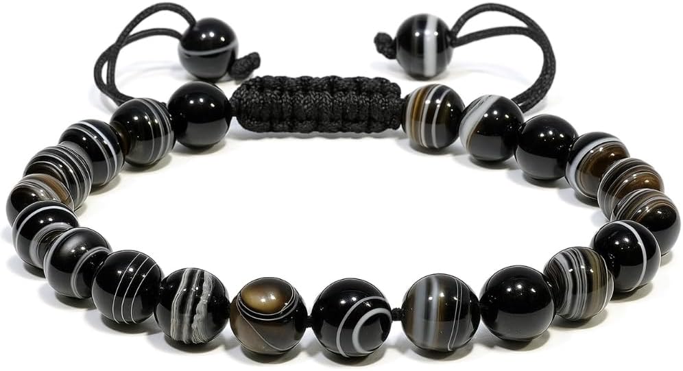 Energy Protection Crystal Handmade Adjustable Bead Bracelet Perfect for Men, Women’s Gift - Gemstone Healing Stretch Bracelet Pulsera Para Hombre Mujer Stocking Stuffer
