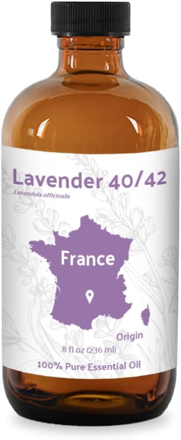 Lavender 40/42 Essential Oil Direct from France - Essential Oil for Candle Making and Soaps - Pure Lavender 40/42 Oil for Aromatherapy, Skincare, Haircare, Perfumes (8oz)