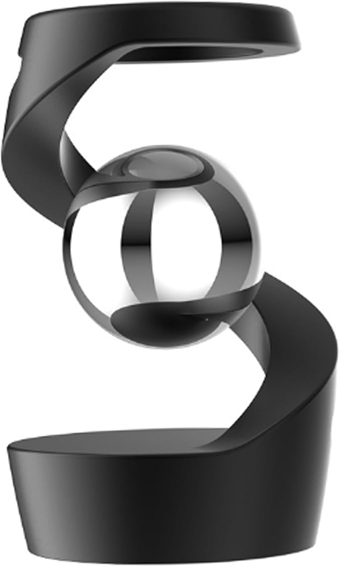 Kinetic Desk Toys, Desk Fidgets for Office for Adults, Fidget Toys for Kids with Autism, Metak Kinetic Spinning Desk Toy Ball (Black Silver)