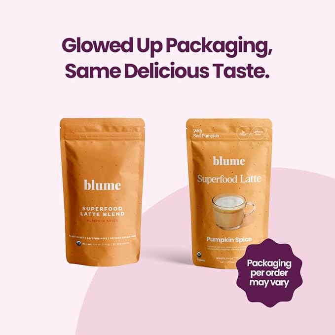 Blume Pumpkin Spice Latte - Superfoods Powdered Latte - Syrup free, Organic & Vegan Latte - 25 Servings (125g)