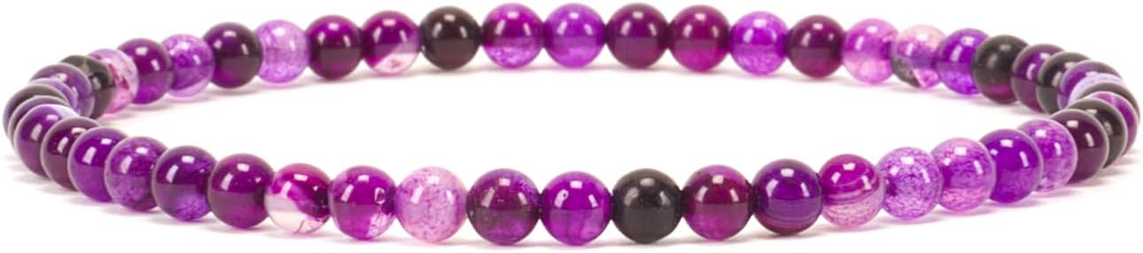 Cherry Tree Collection - Small, Medium, Large Sizes - Gemstone Beaded Bracelets For Women and Men - 4mm Round Beads