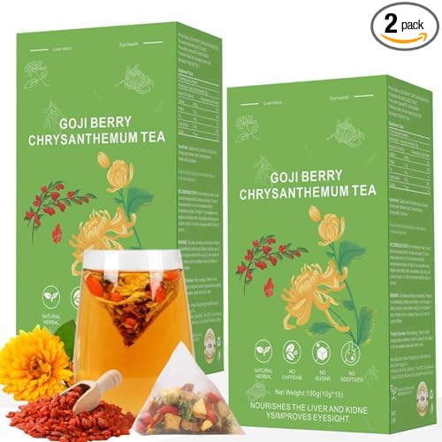 Goji Berry Chrysanthemum Tea, Dandelion Wolfberry Tea for Liver Health, Liver Detox Clear the Liver and Improve Eyesight 150g(1box,15 Bags) (2)