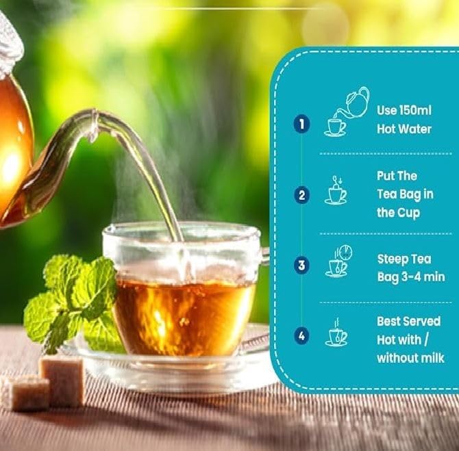 Goodwyn Peppermint Tea – 100 Individually Wrapped Herbal Tea Bags | Organic Mint Tea | Caffeine-Free | Plastic-Free Packaging | Refreshing Flavor | Indian Origin | Travel-Friendly