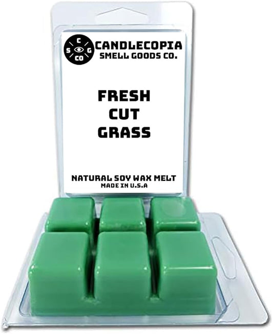 Fresh Cut Grass Strongly Scented Hand Poured Vegan Wax Melts, 12 Scented Wax Cubes, 6.4 Ounces in 2 x 6-Packs