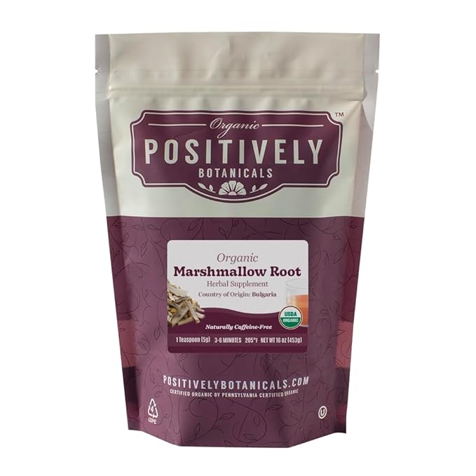 Organic Positively Botanicals Company, Marshmallow Root Herbal Tea, Loose Leaf Botanical, 16 Ounce