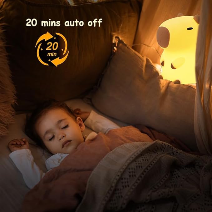 Cute Capybara Night Light, LED Squishy Night Lamp, 2 Levels Dimmable Nursery Nightlight, Rechargeable Touch Lamp, Dorm Decor, Funny Gifts (Normal)