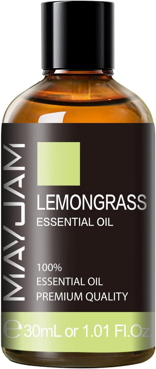 Lemongrass Essential Oil 30ML/1.01FL.OZ, MAYJAM Premium Lemongrass Oil Essential Oils with Glass Dropper, Great for Aromatherapy Diffuser and Candle Soap Making