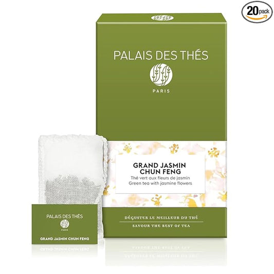 Palais des Thés - Grand Jasmine Chun Feng - Jasmine Green Tea - Premium Tea Bags, Serves 20 Cups
