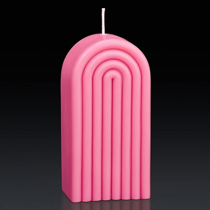Arch Shaped Candles Geometric Scented Aesthetic Candle Geometric U Shaped Candles Minimalist Candle Aroma Wax Art Decorative Soy for Spa Yoga Birthday Gift Home Party Decor(Pink)