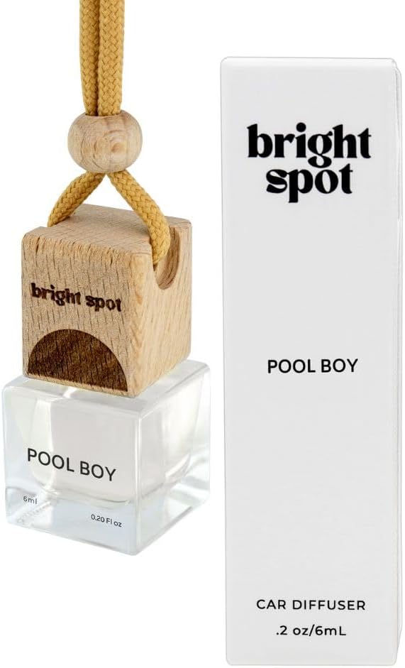 Bright Spot Pool Boy Car Air Freshener - Premium Car Hanging Oil Diffuser, Long-Lasting Fragrance up to 120 days for Auto & Home | Gourmand & Intoxicating | Coconut, Praline, Vanilla | Non-Toxic