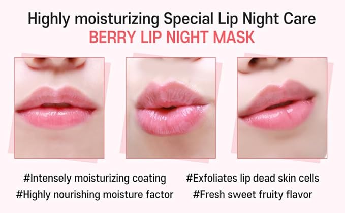 Lip Sleeping Mask Pomegranate 5g (3 Set) - Korean Beauty lips all day long, Lip gloss