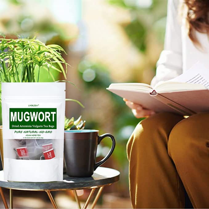 LYCKLIGA - Mugwort Tea bags, Mugwort leaves Herbal Tea, Artemisia Vulgaris Tea (15 Tea Bags)
