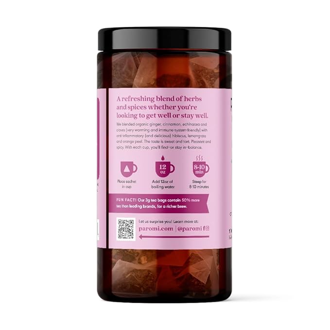 Paromi Wellness With Me Organic Herbal Tea, Signature Jar, 15 Count