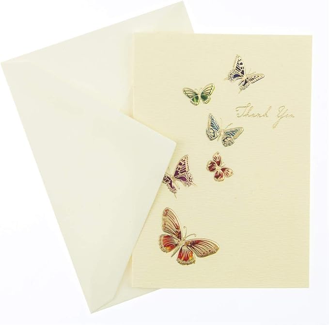 Graphique Butterflies La Petite Presse Boxed Thank You Notes - 10 Cards with Matching Envelopes and Storage Box, 3.25" x 4.75"
