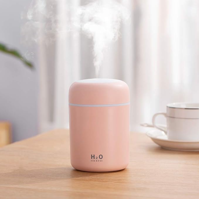 Colorful Cool Mini Humidifier, Essential Oil Diffuser, Aroma Essential USB Personal Desktop Humidifier for Car, Office Room, Bedroom etc,2 Adjustable Mist Modes (Pink)