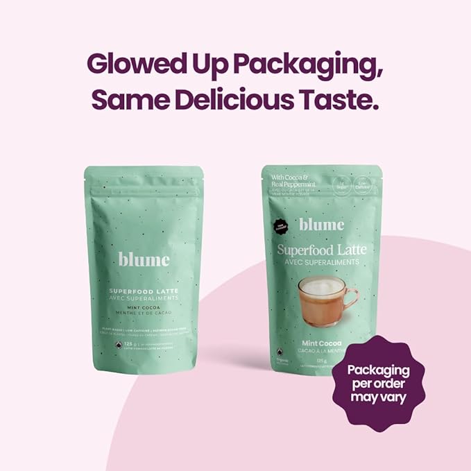 Blume Mint Cocoa Blend - Superfoods latte with Brain Boosting Adaptogen Organic Cacao - Keto Friendly & Vegan Hot Chocolate - 25 Servings
