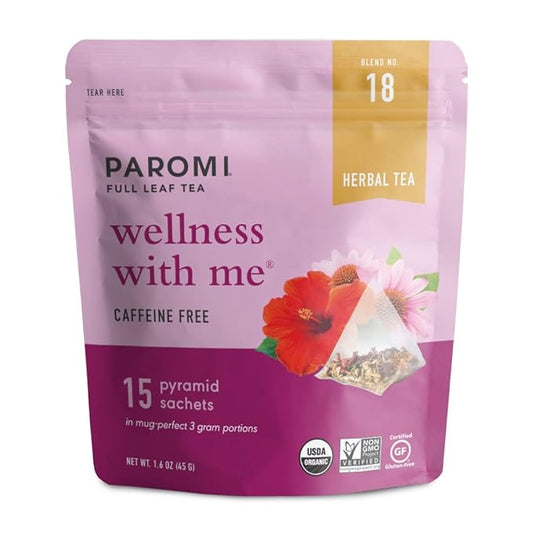 Paromi Wellness With Me Organic Herbal Tea, Resealable Pouch, 15 Count