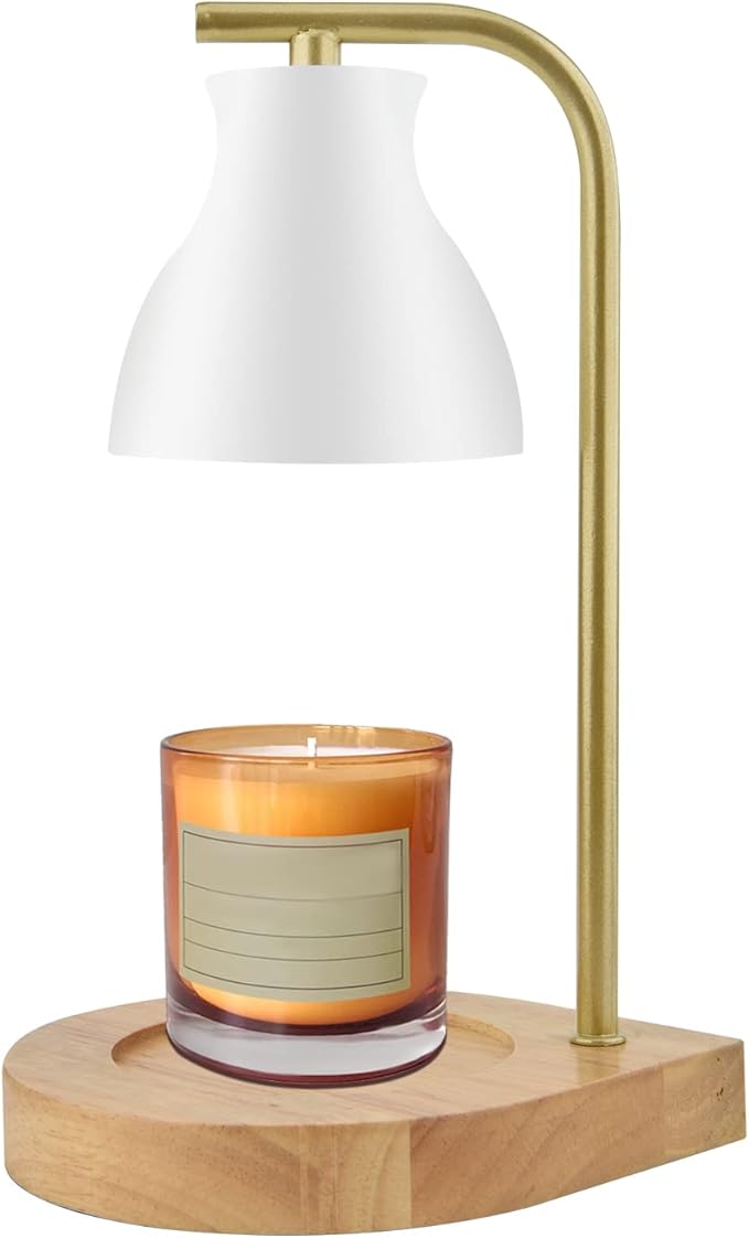 SOKCVSEA Candle Warmer Lamp - Candle Lamp Warmer with Dimmable, Birthday Gifts for Mom Women, House Warming Gifts New Home Decor, Wax Melt Warmer with 2 Bulbs D.White Gold