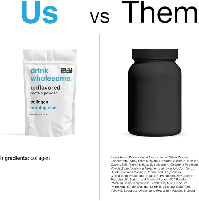 drink wholesome Unflavored Collagen Protein Powder | for Sensitive Stomachs | Gut Friendly | Dairy Free | Low FODMAP | No Artificial Sweeteners | No Bloating or Gas | No Constipation or Diarrhea