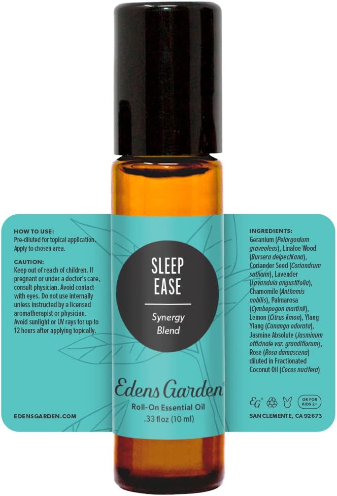 Edens Garden Sleep Ease Essential Oil Roll-On Blend- 100% Pure Premium Grade, Natural, Therapeutic, Aromatherapy, Kid & Skin Safe, The Best for Body, Travel, Relaxation Pre-Diluted 10 ml (.33 fl oz)