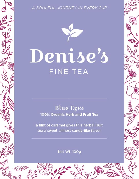 Denise's Fine Tea, USDA Organic, Blue Eyes, Herb and Fruit Tea, Caffeine-Free, Loose Leaf (100g)