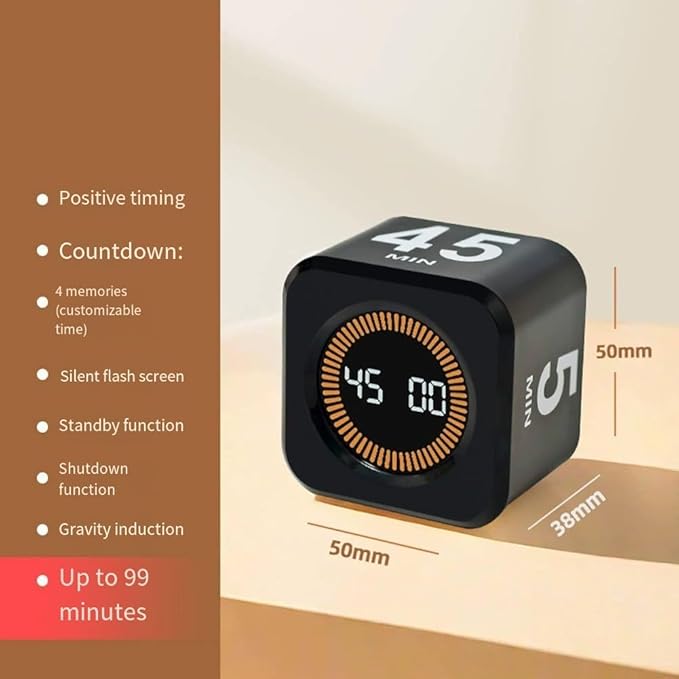 Interactive Digital Pomodoro Style Timer Unique Hexagonal Design for Enhancing Focus in For Kids' Activities (black)