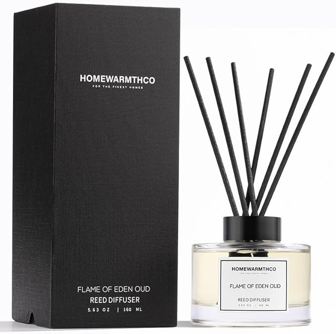 Eden Oud (Jasmine & Citrus) Reed Diffuser Set - Luxury Fragrance Reed Diffusers for Home, Office & Bathroom Décor - Long-Lasting Scent Sticks Diffuser with Non-Toxic Oils (5.63 oz)