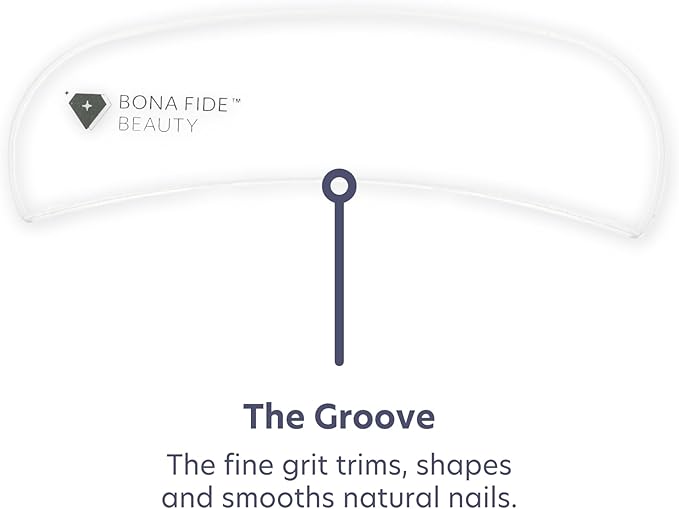 Bona Fide Beauty Ergonomic Moon Nail File (Clear) Grit in The Groove. Etched Glass File Made in The Czech Republic, Curve File with Large Gripping Surface.