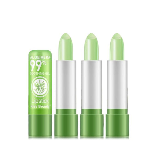3 Pcs Aloe Vera Color Changing Lipstick,Long Lasting Nutritious Moisturizing Lip Balm Magic Temperature Color Change Lip Gloss