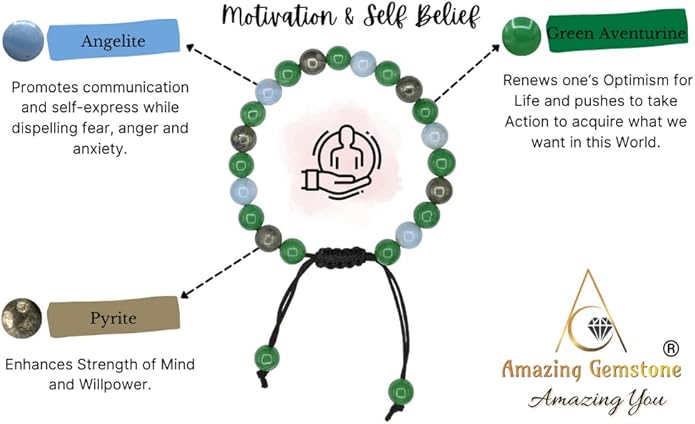 Natural Healing Crystal Bracelet for Women - Mens Bracelet Energy Balancing Gemstones Set - Adjustable Stone Bead Bracelet for Men and Women - Chakra Crystal Therapy Accessory, Meditation