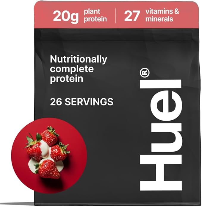 Huel Vegan Protein Powder | Strawberry | Complete Nutrition | 20g Protein Powder | 100% Plant-Based | 27 Vitamins & Minerals, Gluten Free, Non-GMO, Lactose Free | 26 Servings
