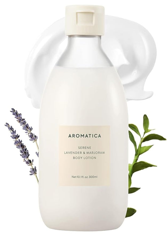 AROMATICA Serene Body Lotion Lavender & Marjoram, Vegan | Soothing Body Moisturizer | Light Relaxing Scent | for Normal to Dry Skin | with Shea Butter (10.14oz / 300ml)