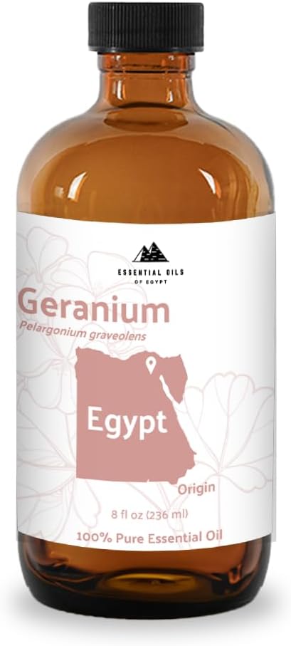 Geranium Essential Oil - Direct from Egypt Nile Delta - Pure Essential Oils for Body, Skincare & Balance - Natural Aceite de Geranio - 100% Pure Therapeutic Grade (15ml)