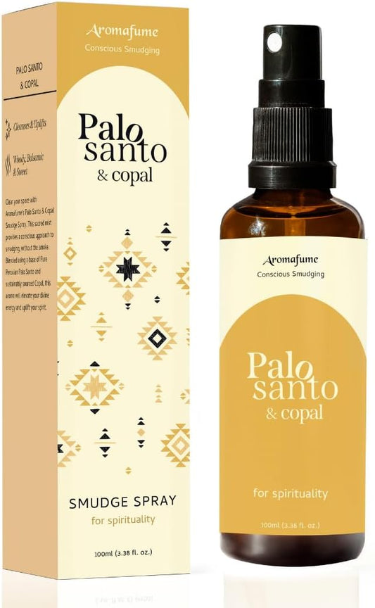 Palo Santo & Copal Smudge Spray by Aromafume | 1 x 100ml / 3.38 fl oz l Aromatherapy | With Essential oils | Room Linen Spray | Natural Air freshners for home | Spiritual Meditation Accessories