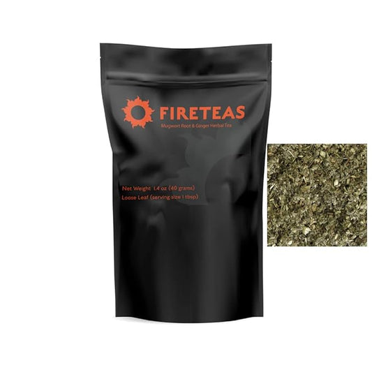 FIRE TEAS Mugwort Ginger Herbal Tea - Relaxant, Detoxifying, Helps Digestion - -