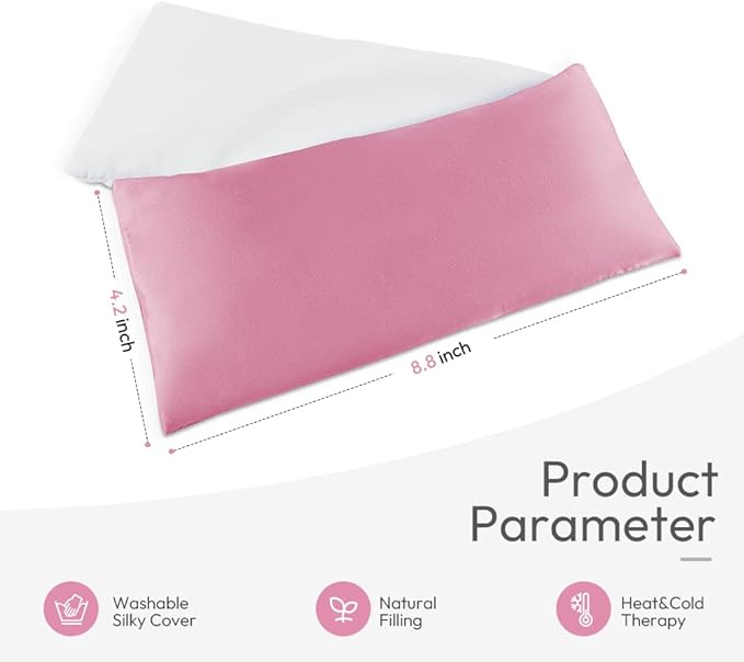 Lavender Eye Pillows for Relaxation, Yoga Eye Pillow for Meditation, Microwavable Weighted Eye Pillow for Yoga, Moist Heat & Cold Eye Compress with Aromatherapy (Pink) - 2 Pack